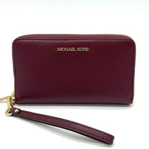 Michael Kors Large Flat Mf Phone Case Wallet Ox Blood
